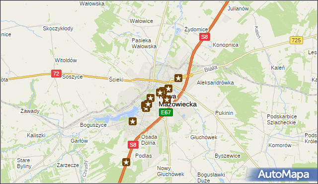 mapa Rawa Mazowiecka, Rawa Mazowiecka na mapie Targeo