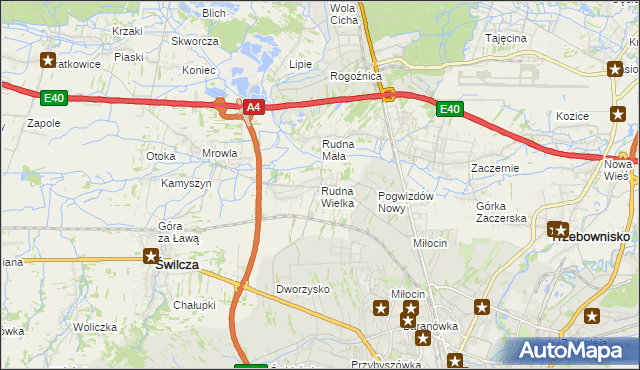 mapa Rudna Wielka gmina Świlcza, Rudna Wielka gmina Świlcza na mapie Targeo