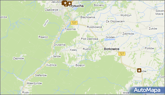 mapa Rudno gmina Borkowice, Rudno gmina Borkowice na mapie Targeo