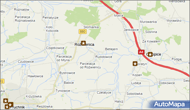 mapa Rudołowice, Rudołowice na mapie Targeo