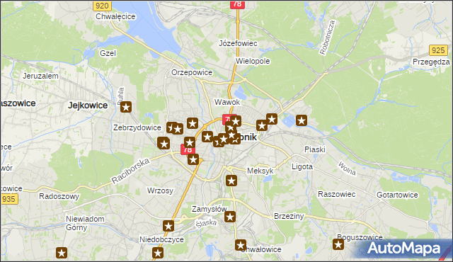 mapa Rybnika, Rybnik na mapie Targeo