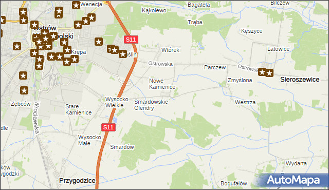 mapa Sadowie gmina Ostrów Wielkopolski, Sadowie gmina Ostrów Wielkopolski na mapie Targeo