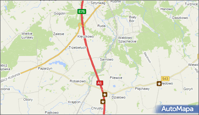 mapa Sarnowo gmina Stolno, Sarnowo gmina Stolno na mapie Targeo