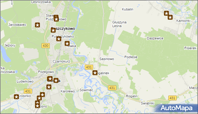 mapa Sasinowo, Sasinowo na mapie Targeo