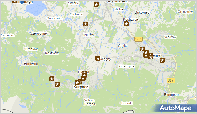 mapa Ściegny, Ściegny na mapie Targeo