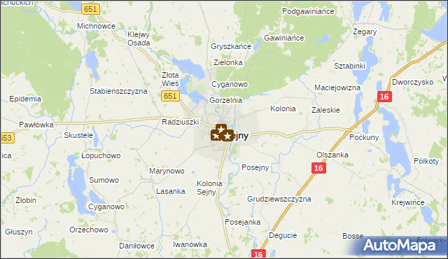 mapa Sejny, Sejny na mapie Targeo