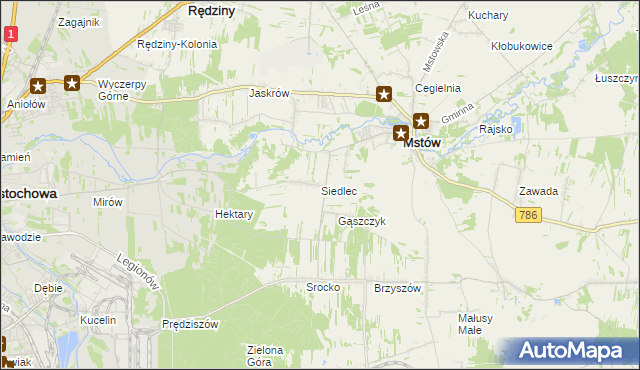 mapa Siedlec gmina Mstów, Siedlec gmina Mstów na mapie Targeo