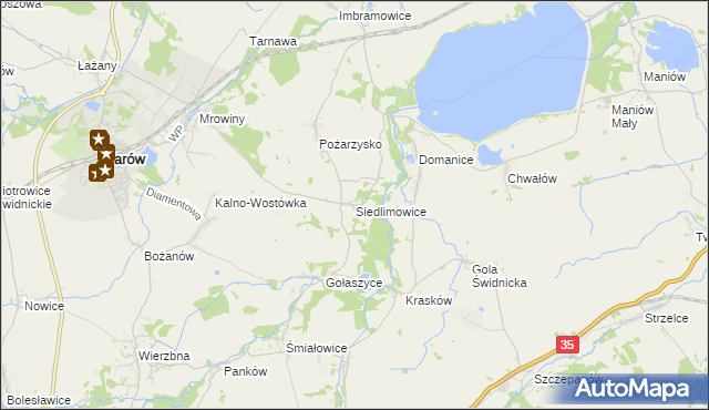 mapa Siedlimowice, Siedlimowice na mapie Targeo