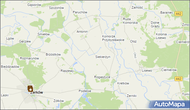 mapa Siekierzyn gmina Żerków, Siekierzyn gmina Żerków na mapie Targeo