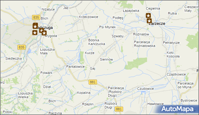 mapa Siennów, Siennów na mapie Targeo