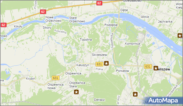 mapa Skrzeszew gmina Wieliszew, Skrzeszew gmina Wieliszew na mapie Targeo