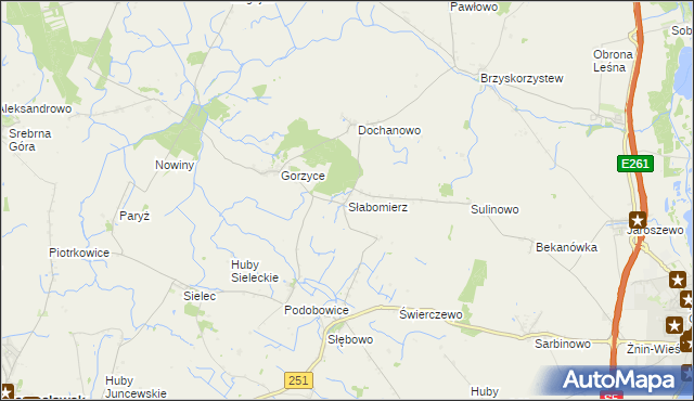 mapa Słabomierz gmina Żnin, Słabomierz gmina Żnin na mapie Targeo