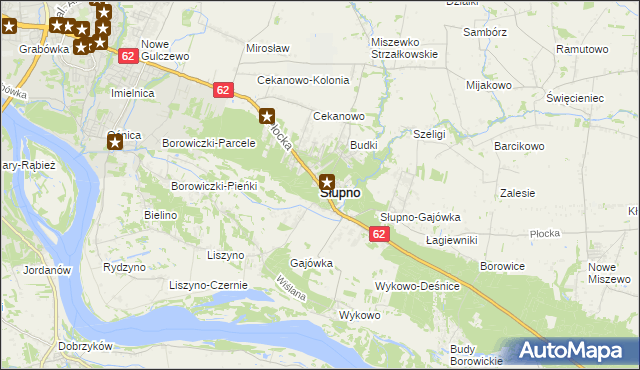 mapa Słupno powiat płocki, Słupno powiat płocki na mapie Targeo