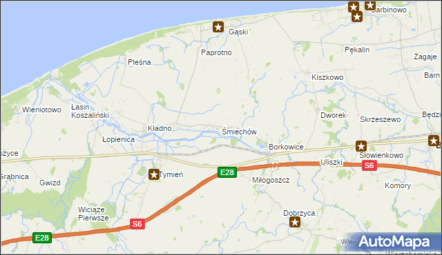 mapa Śmiechów, Śmiechów na mapie Targeo