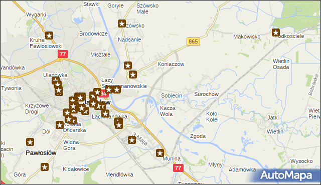 mapa Sobiecin, Sobiecin na mapie Targeo