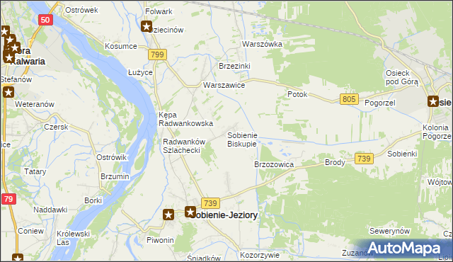 mapa Sobienie Biskupie, Sobienie Biskupie na mapie Targeo