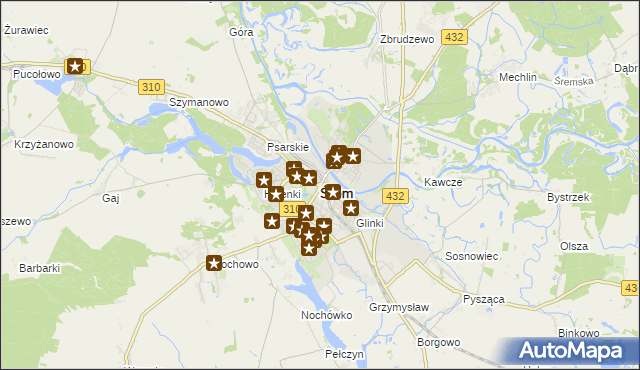 mapa Śrem, Śrem na mapie Targeo