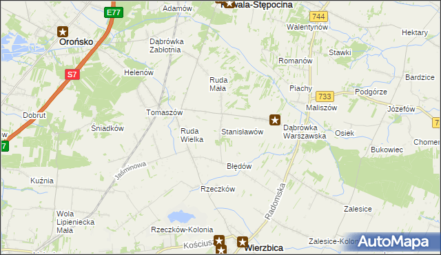mapa Stanisławów gmina Wierzbica, Stanisławów gmina Wierzbica na mapie Targeo