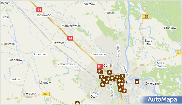 mapa Stanowice gmina Oława, Stanowice gmina Oława na mapie Targeo