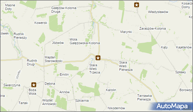 mapa Stara Wieś Druga gmina Bychawa, Stara Wieś Druga gmina Bychawa na mapie Targeo