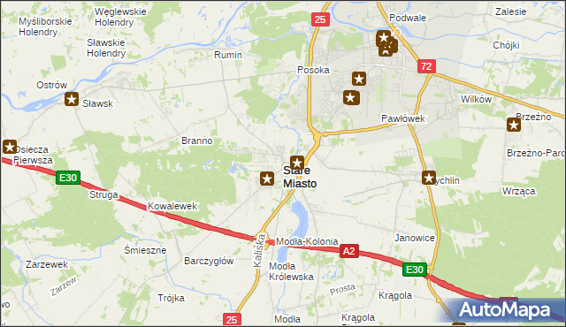 mapa Stare Miasto powiat koniński, Stare Miasto powiat koniński na mapie Targeo