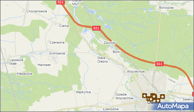 mapa Stare Olesno, Stare Olesno na mapie Targeo