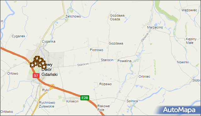 mapa Starocin, Starocin na mapie Targeo