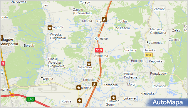 mapa Stobierna gmina Trzebownisko, Stobierna gmina Trzebownisko na mapie Targeo