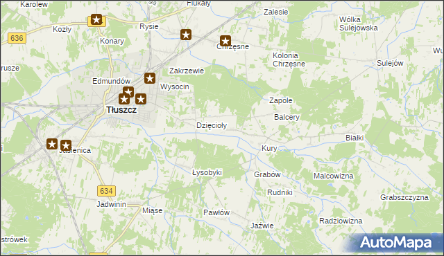 mapa Stryjki gmina Tłuszcz, Stryjki gmina Tłuszcz na mapie Targeo