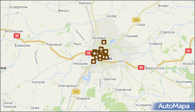 mapa Strzelin, Strzelin na mapie Targeo
