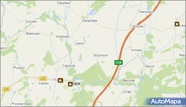 mapa Strzykocin, Strzykocin na mapie Targeo
