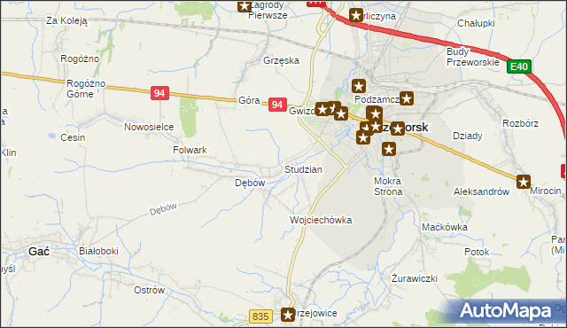 mapa Studzian, Studzian na mapie Targeo