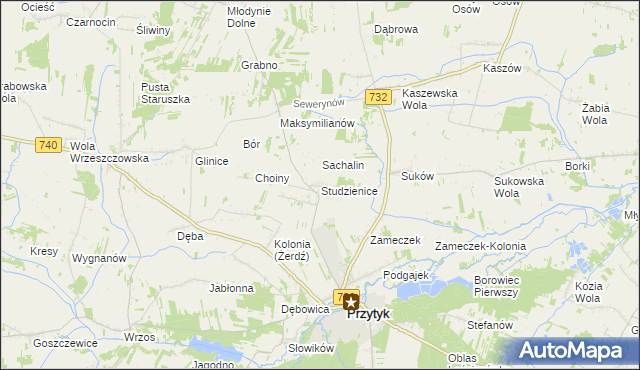 mapa Studzienice gmina Przytyk, Studzienice gmina Przytyk na mapie Targeo