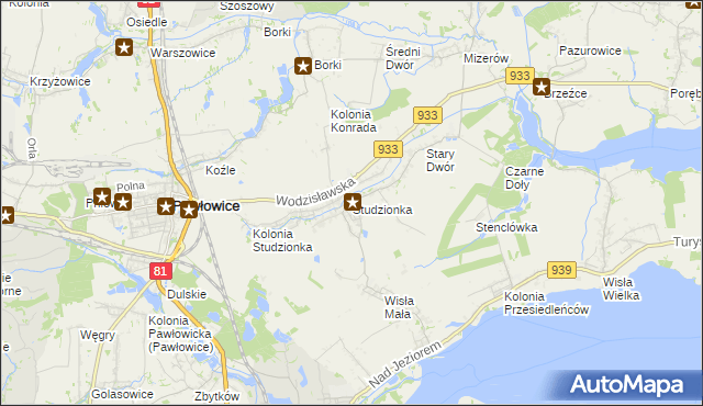 mapa Studzionka gmina Pszczyna, Studzionka gmina Pszczyna na mapie Targeo