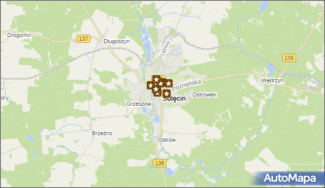 mapa Sulęcin, Sulęcin na mapie Targeo