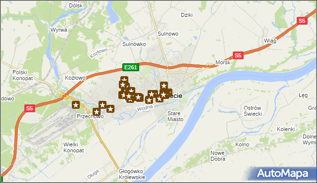 mapa Świecie, Świecie na mapie Targeo