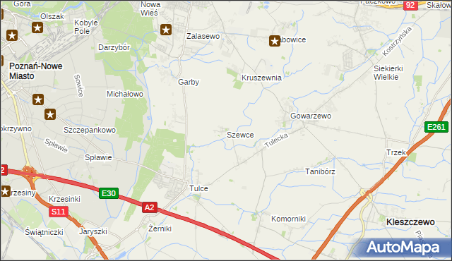 mapa Szewce gmina Kleszczewo, Szewce gmina Kleszczewo na mapie Targeo
