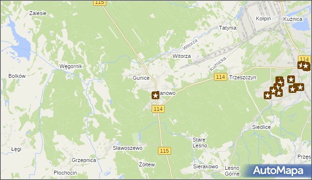 mapa Tanowo, Tanowo na mapie Targeo