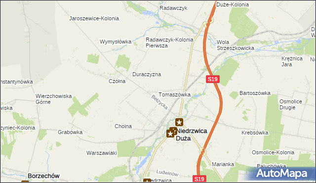 mapa Tomaszówka gmina Niedrzwica Duża, Tomaszówka gmina Niedrzwica Duża na mapie Targeo