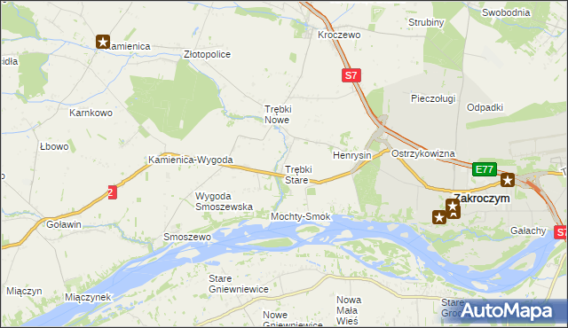 mapa Trębki Stare, Trębki Stare na mapie Targeo