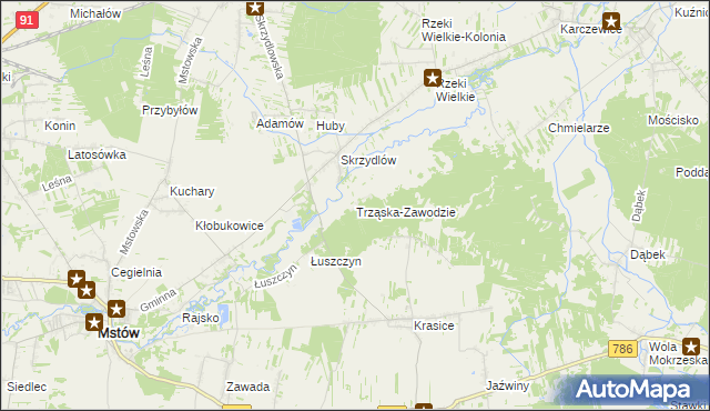 mapa Trząska-Zawodzie, Trząska-Zawodzie na mapie Targeo