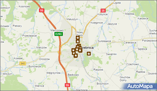 mapa Trzebnica, Trzebnica na mapie Targeo