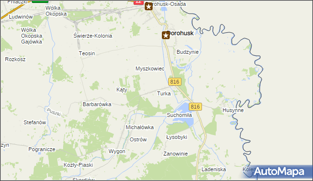 mapa Turka gmina Dorohusk, Turka gmina Dorohusk na mapie Targeo