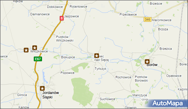 mapa Tyniec nad Ślęzą, Tyniec nad Ślęzą na mapie Targeo