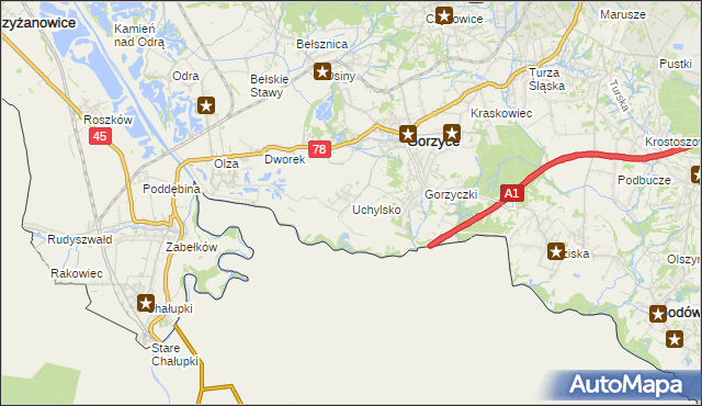 mapa Uchylsko, Uchylsko na mapie Targeo