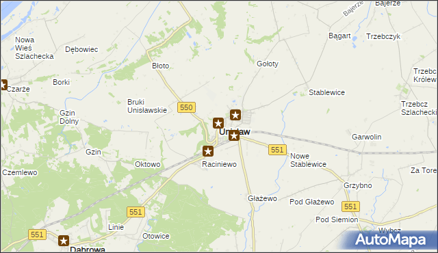 mapa Unisław powiat chełmiński, Unisław powiat chełmiński na mapie Targeo