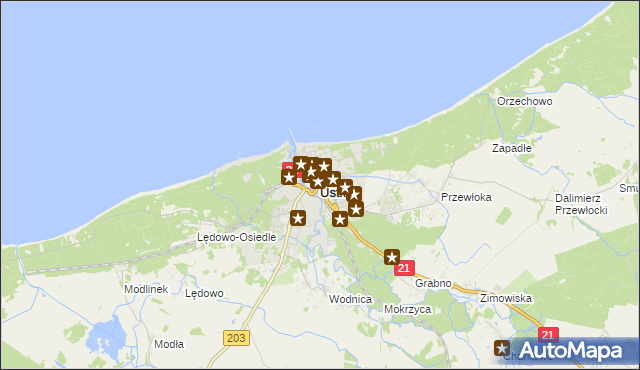 mapa Ustka, Ustka na mapie Targeo