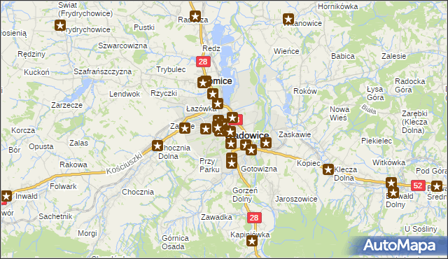 mapa Wadowice, Wadowice na mapie Targeo