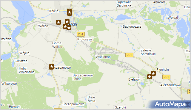 mapa Wapienno, Wapienno na mapie Targeo