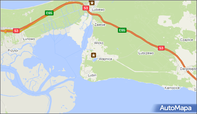 mapa Wapnica gmina Międzyzdroje, Wapnica gmina Międzyzdroje na mapie Targeo